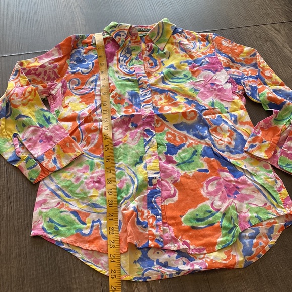 LAUREN RALPH LAUREN | watercolor floral print button down shirt - Picture 7 of 8